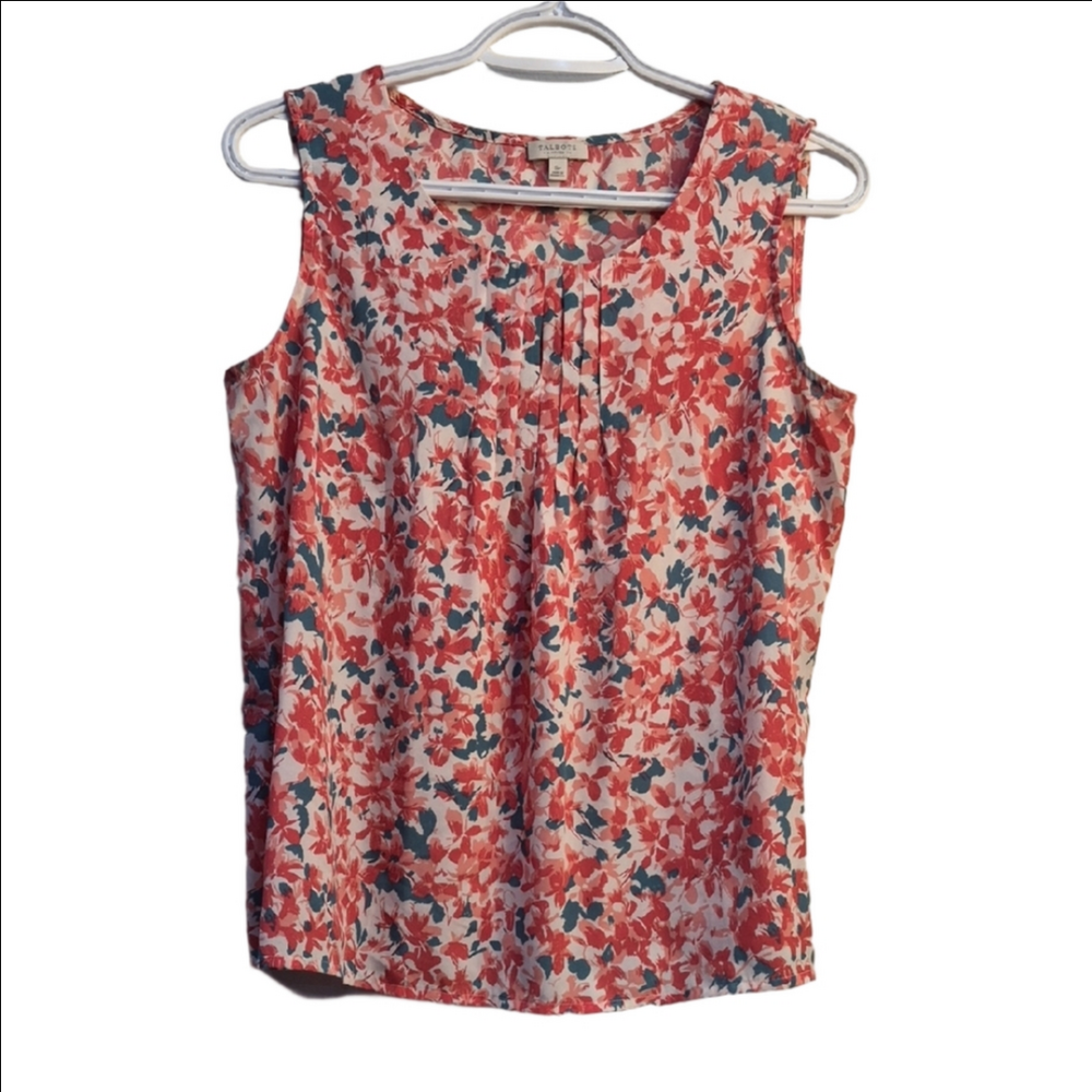 🌟 4 For $ 15 🌟 Talbots Coral and Teal Floral Sleeveless Top